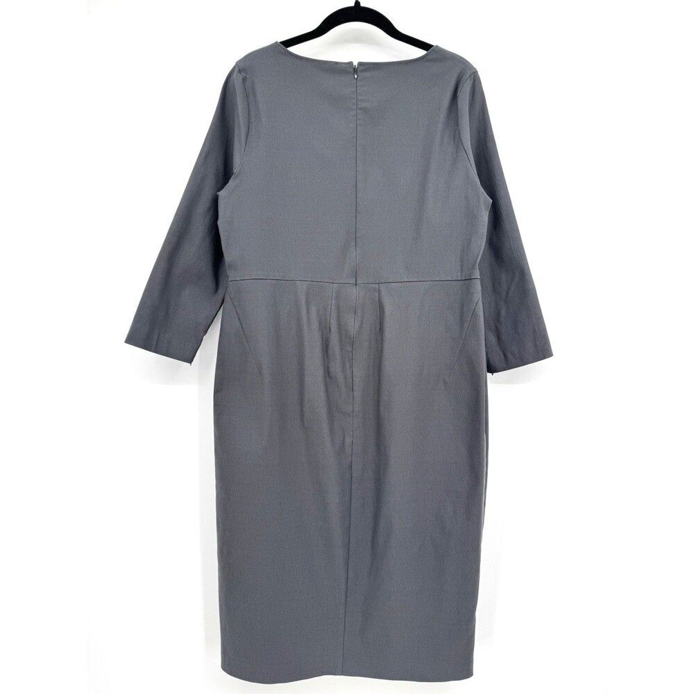 Jarbo Womens 42 Gray Ponte Knit Sheath Dress 3/4 Zip Sleeves Quiet Luxury Office